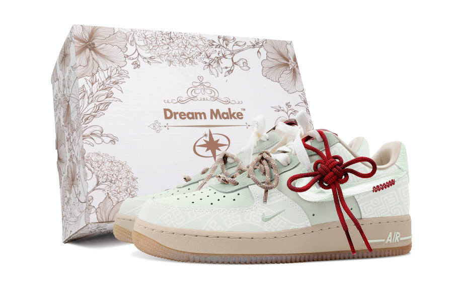 Nike Nike Air Force 1 Slip Resistant Abrasion Resistant Low top Skateboard Shoes Women's White Green
