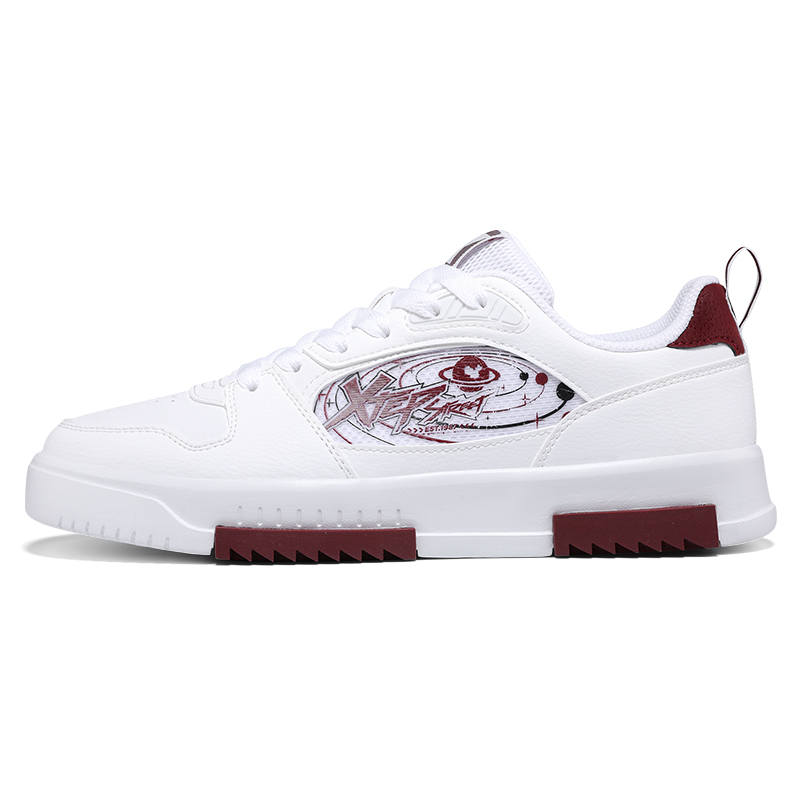 XTEP Cushioning Lightweight Breathable Low top Skateboard Shoes Men's White Red