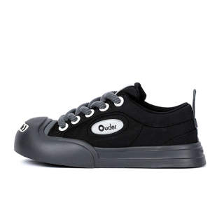 Ouder Smiler Slip Resistant Abrasion Resistant Low top Canvas Skateboard Shoes Unisex Black