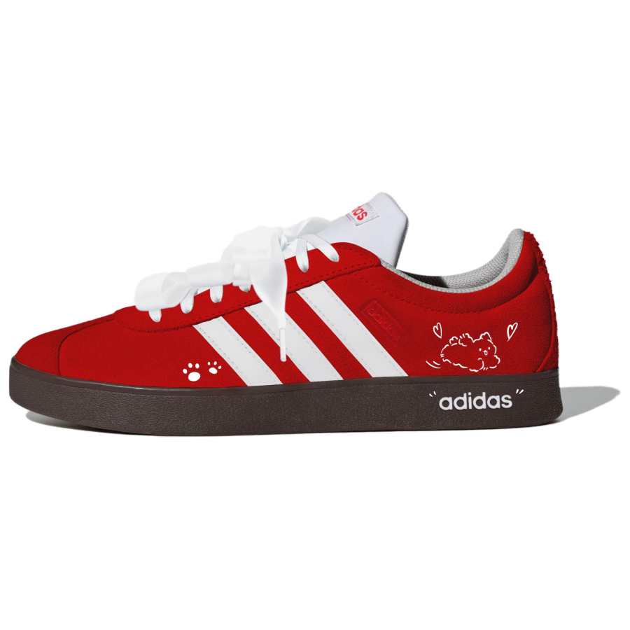 Adidas Neo VL Court 2.0 Lifestyle Plum Blossom Puppy Abrasion Resistant Low top Skateboard Shoes Unisex Red