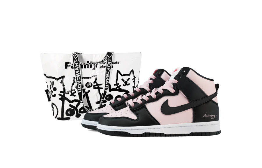 Nike Nike Dunk Cherry Blossoms Abrasion Resistant Abrasion Resistant High top Skateboard Shoes Women's Black Pink