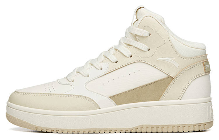 Anta Abrasion Resistant Abrasion Resistant High top Skateboard Shoes Women's Light Beige White