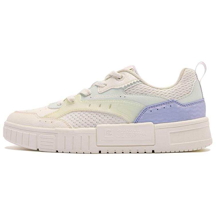 QIAODAN Quality Drying Slip Resistant Abrasion Resistant Low top Skateboard Shoes Women's White Green Blue