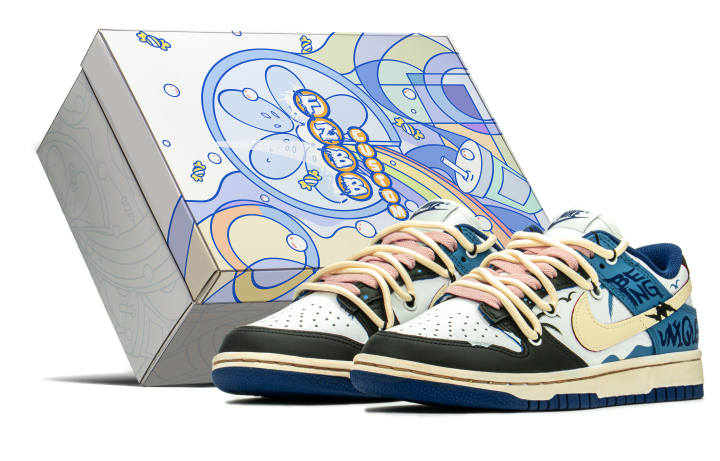 Nike Nike Dunk Low top Skateboard Shoes Women's White Blue Black