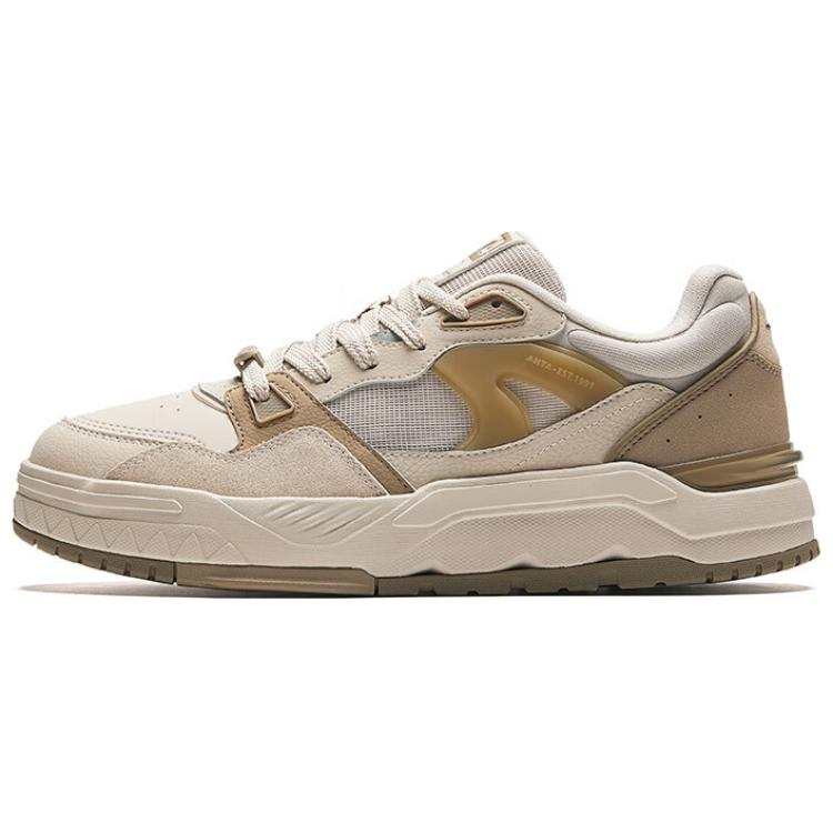Anta Slip Resistant Abrasion Resistant Low top Skateboard Shoes Men's White Gray Brown