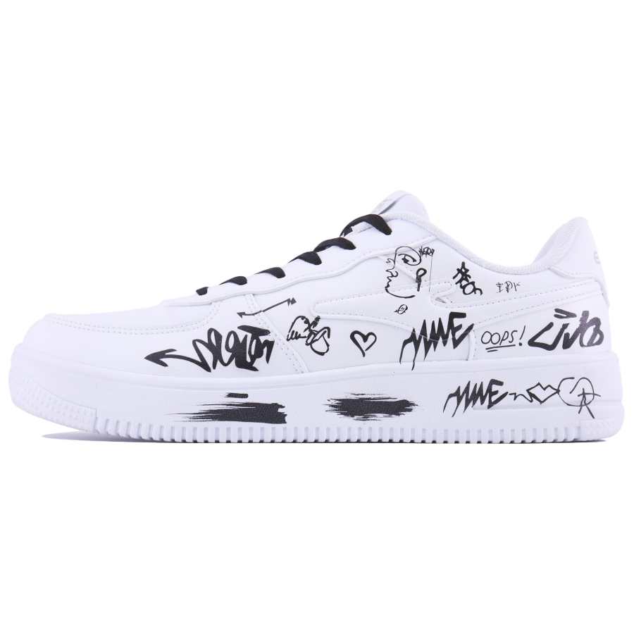 Erke Abrasion Resistant Breathable Abrasion Resistant Breathable Low top Skateboard Shoes Men's White Black