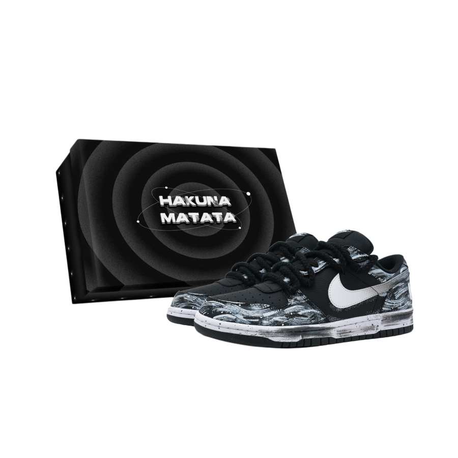 Nike Nike Big Ink Sea Box Included Abrasion Resistant Breathable Low top Skateboard Shoes Men's Black White
