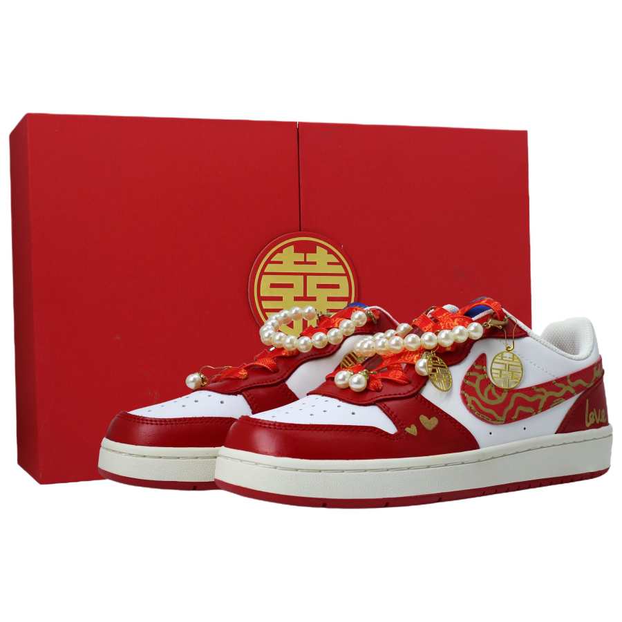 Nike Nike Court Borough 2 Skateboard Shoes Unisex Low Top Red Gold Colorway