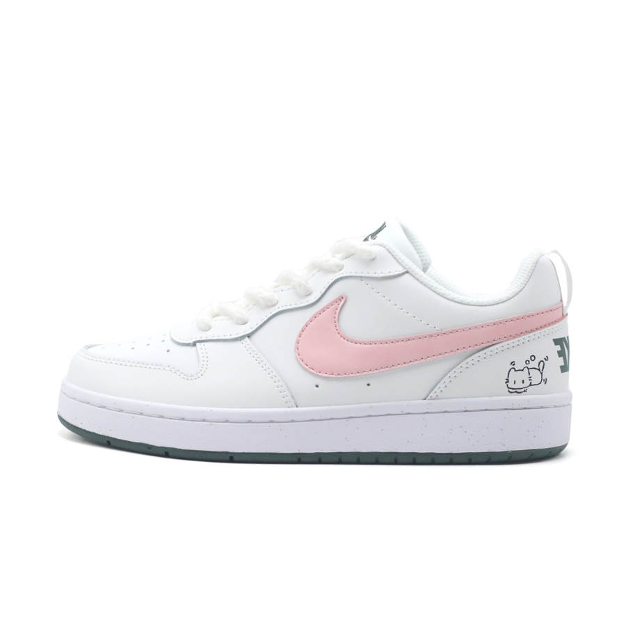 Nike Nike Court Borough Pink Charm Cute Cat Slip Resistant Abrasion Resistant Low top Skateboard Shoes Women's White Pink