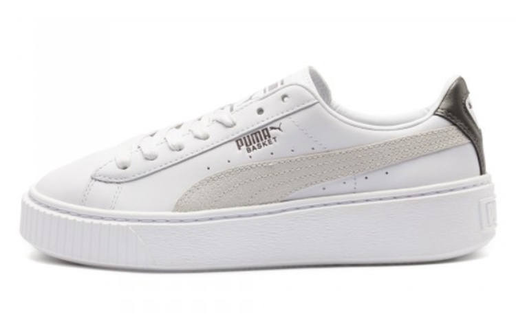 PUMA Basket Platform Low Top Casual Skate Shoes Unisex White Women's