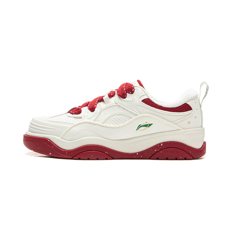 Li-Ning Li Ning Journey 2.0 Synthetic Leather, Textile Low top Skateboard Shoes Women's White Red