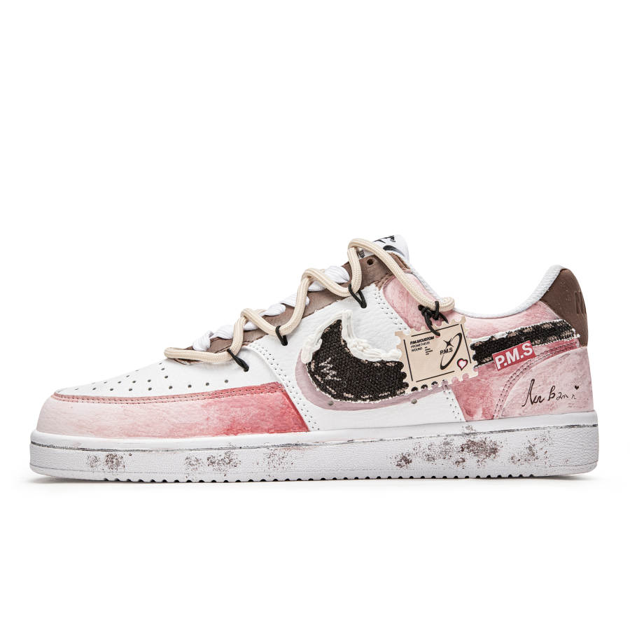 Nike Nike Court Vision 1 Slip Resistant Abrasion Resistant Low top Skateboard Shoes Men's Pink White