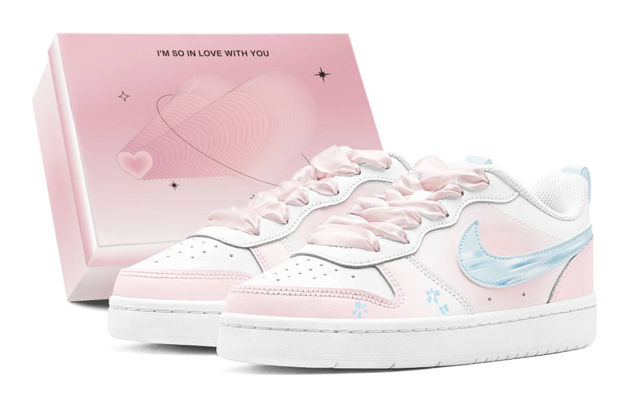 Nike Nike Court Borough Couple's, Blue Cherry Pink, Sweet Style, Fresh Versatile, Comfortable Fashion Low top