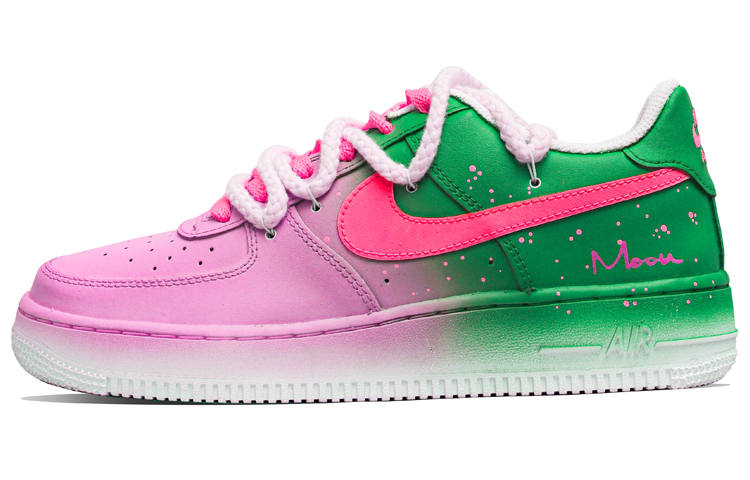 Nike Nike Air Force 1 Low Slip Resistant Abrasion Resistant Low top Skateboard Shoes Women's Green Pink