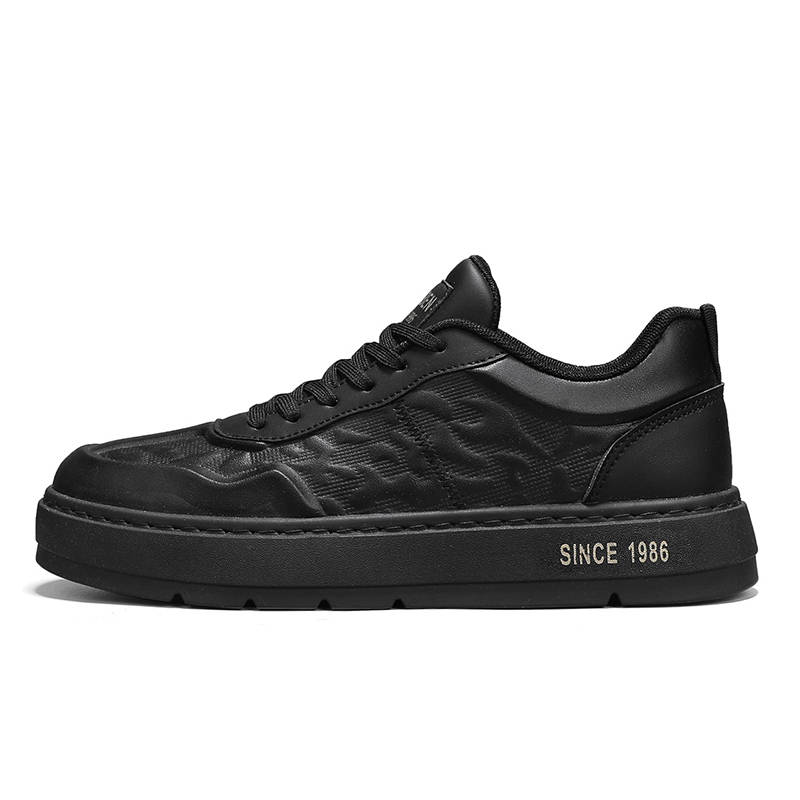 RENBEN Non slip Lightweight Low top Skateboard Shoes Men's Black