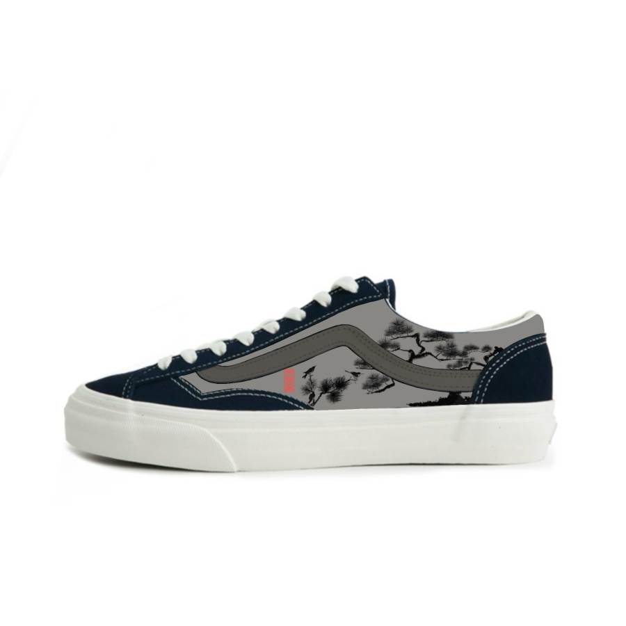 Vans Style 36 Suede Slip Resistant Abrasion Resistant Low top Skateboard Shoes Unisex Blue Gray