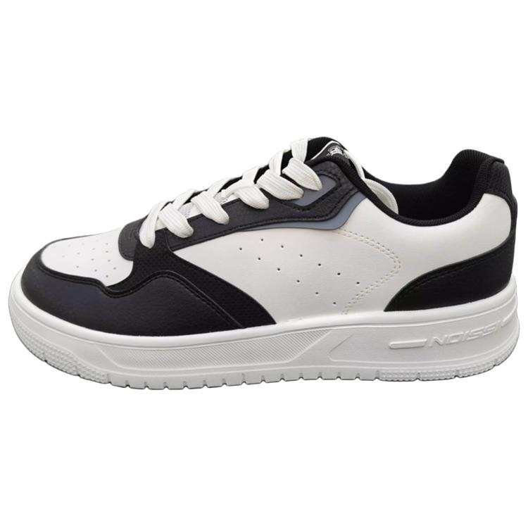 QIAODAN Slip Resistant Abrasion Resistant Mid top Skateboard Shoes Men's White Black
