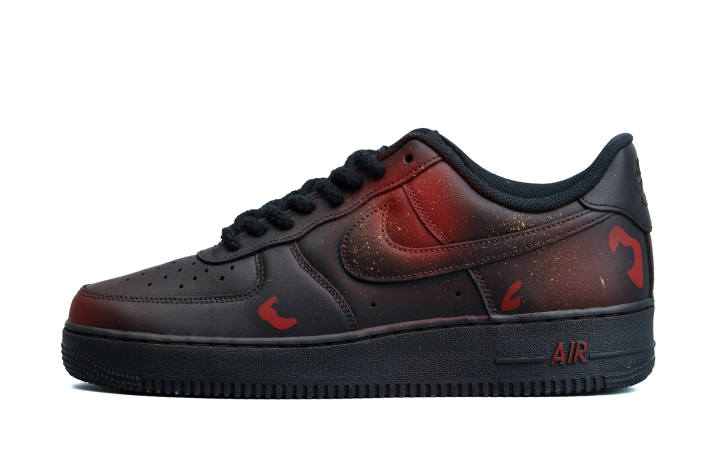 Nike Nike Air Force 1 Fashion Trend Cushioning Impact Resistance Low top Skateboard Shoes Unisex Black Red