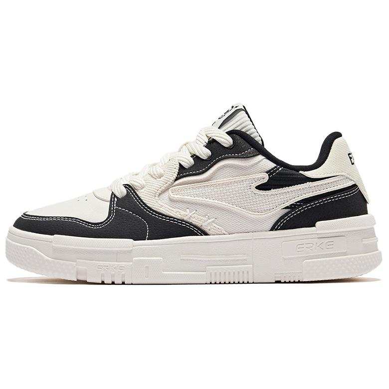 Erke Slip Resistant Abrasion Resistant Low top Skateboard Shoes Women's White Black