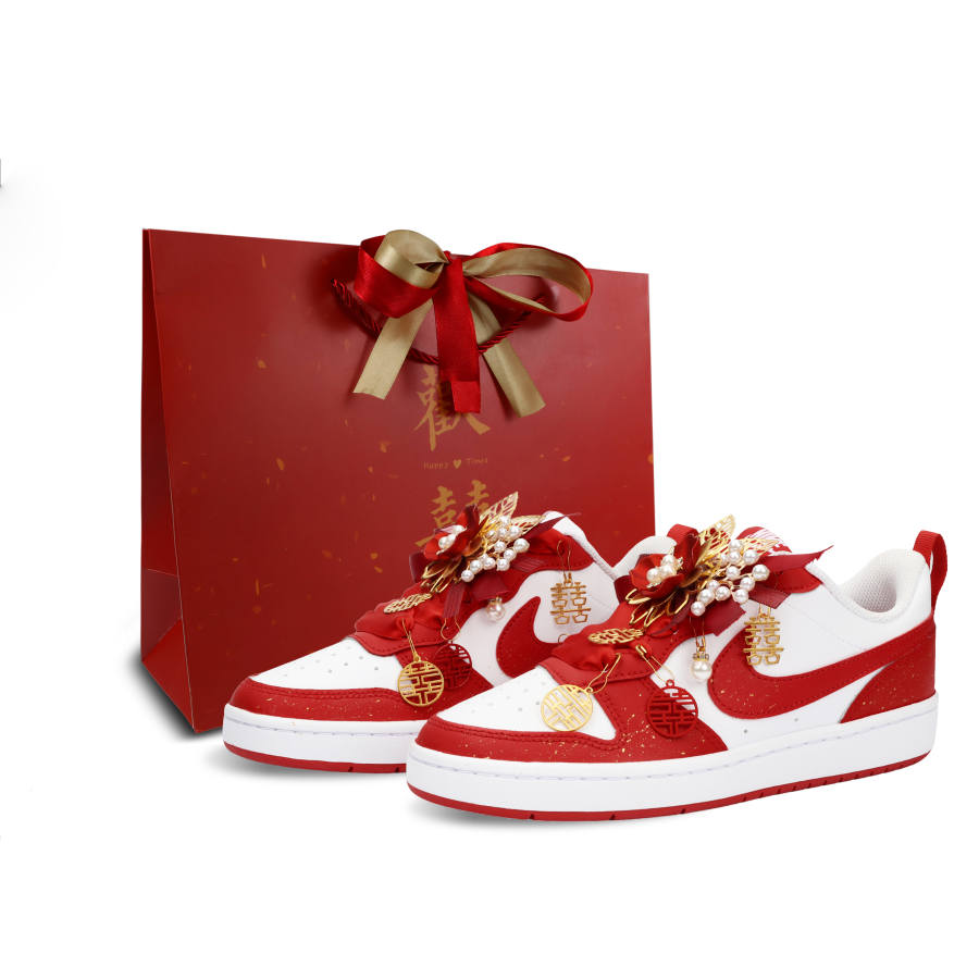 Nike Nike Court Borough 2 GS Full Of Joy Cushioning Low top Skateboard Shoes Women's Red