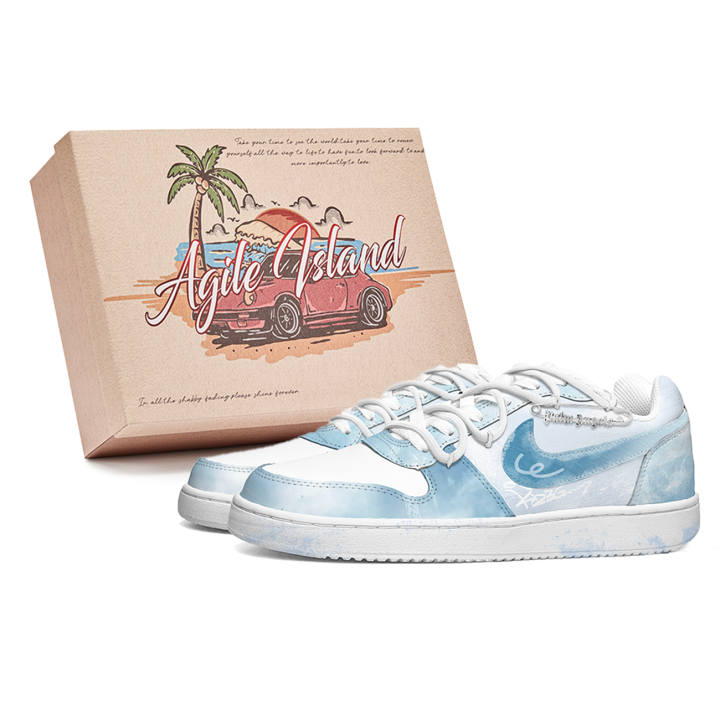 Nike Nike EBERNON Lively Island, Box, Gradation Blue Cushioning Low top Skateboard Shoes Unisex Blue White