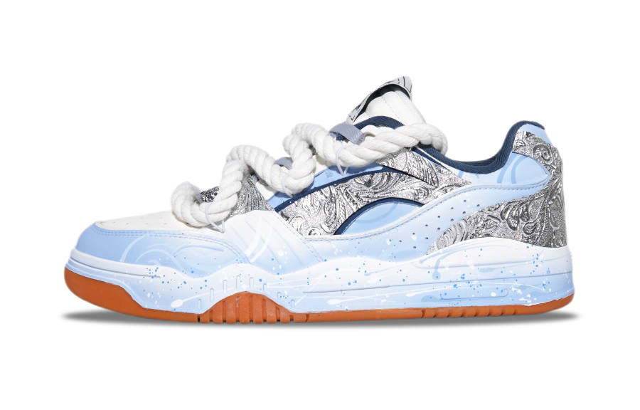 Li-Ning Li Ning Moon White HI Synthetic Leather, Cow Leather Abrasion Resistant Breathable Height Increasing Low top