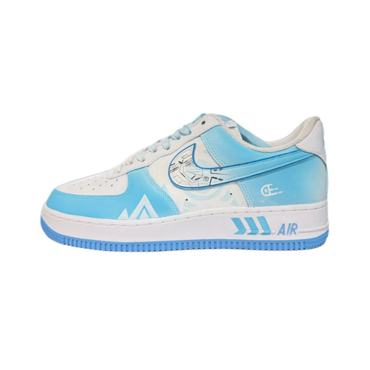 Nike Nike Air Force 1 Low Cyber Future Abrasion Resistant Low top Skateboard Shoes Men's White Blue
