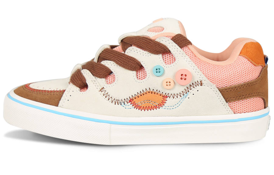 Ollieskate Puffy Shoes Slip Resistant Abrasion Resistant Low top Skateboard Shoes Unisex Beige Pink Brown
