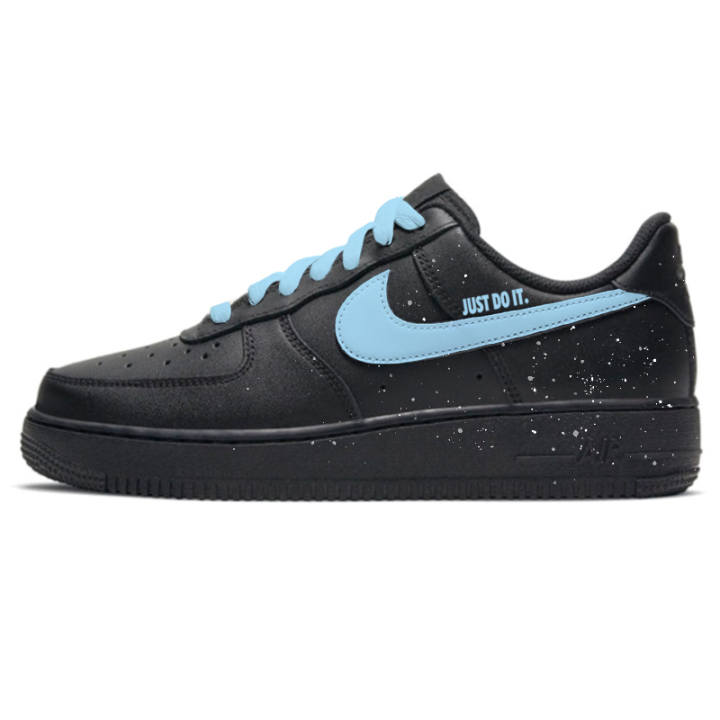 Nike Nike Air Force 1 Minimalist Style Abrasion Resistant Low top Skateboard Shoes Men's Black Blue