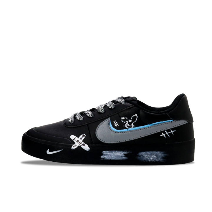 Nike Nike Court Shot Graffiti Player Abrasion Resistant Abrasion Resistant Low top Skateboard Shoes Men's Black Gray Blue