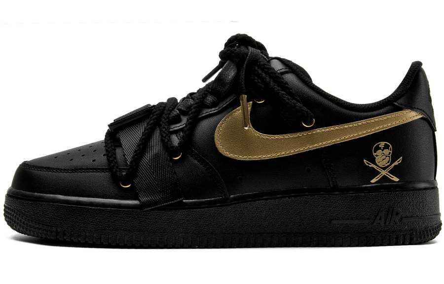 Nike Nike Air Force 1 Abrasion Resistant Balance Abrasion Resistant Balance Low top Skateboard Shoes Unisex Black Gold