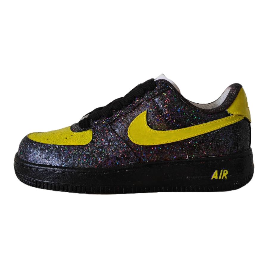 Nike Nike Air Force 1 Huang Jia Knight Cow Leather Low top Skateboard Shoes Men's Black Yellow