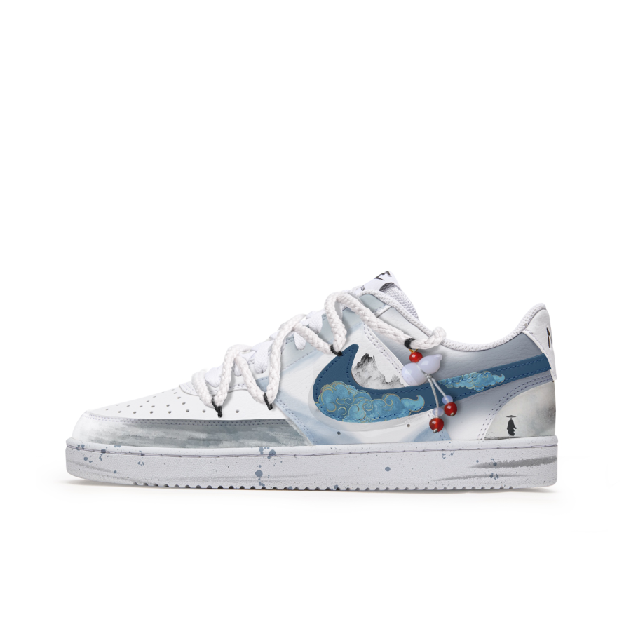 Nike Nike Court Vision 1 Freedom Panda, Violet Blue Slip Resistant Abrasion Resistant Low top Skateboard Shoes Men's