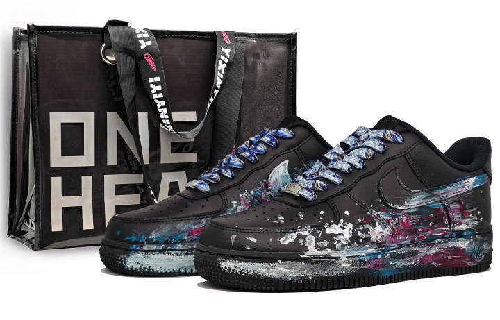 Nike Nike Air Force 1 Abrasion Resistant Abrasion Resistant Low top Skateboard Shoes Unisex Black Blue