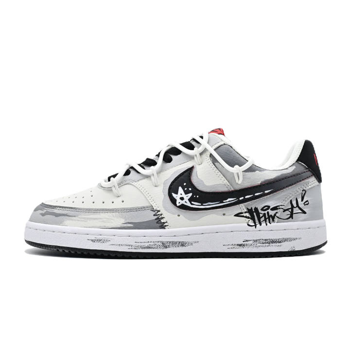 Nike Nike Court Vision Gray Star Leather Abrasion Resistant Low top Skateboard Shoes Men's Light Gray