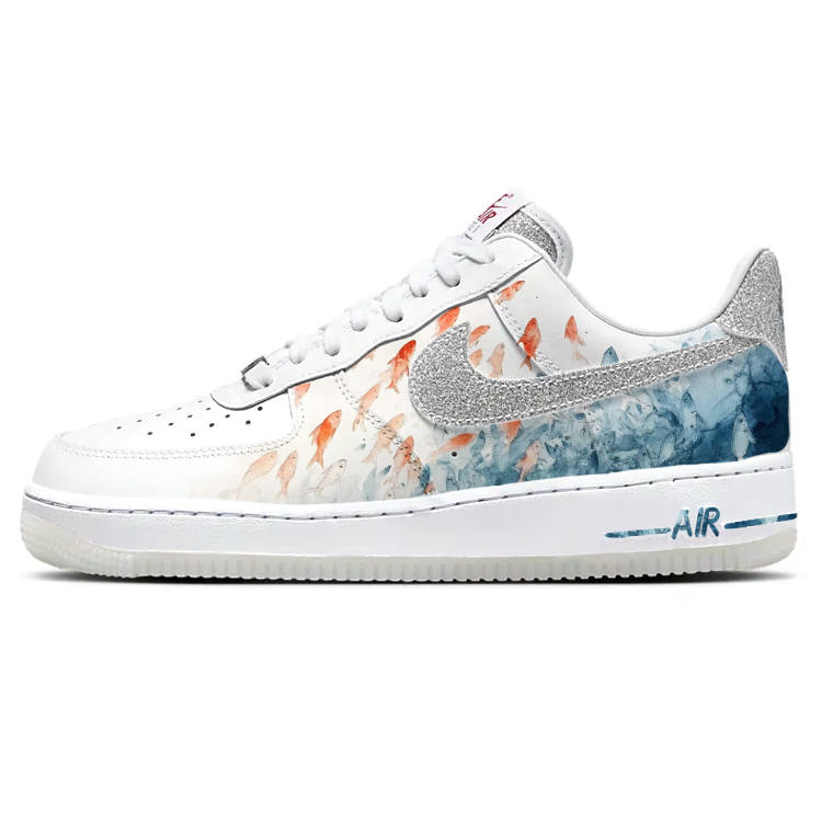 Nike Nike Air Force 1 Wave Fish Leap Slip Resistant, Abrasion Resistant, Breathable Low top Skateboard Shoes Women's
