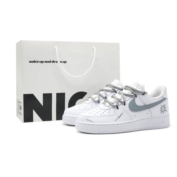 Nike Nike Air Force 1 Deep Sea Bomb Cushioning Lightweight Low top Skateboard Shoes Women's Gray White