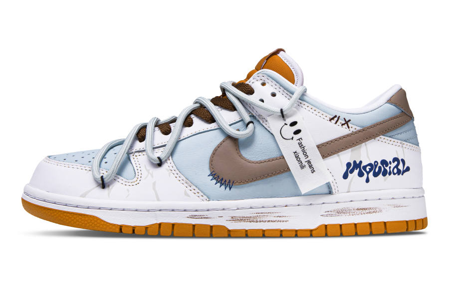Nike Nike Dunk Sunny Slip Resistant Abrasion Resistant Low top Skateboard Shoes Men's White Blue