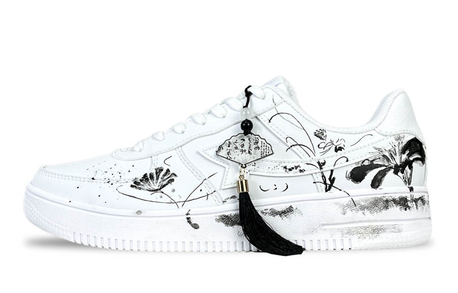 XTEP Air Force 1 Slip Resistant Abrasion Resistant Low top Skateboard Shoes Unisex Black White