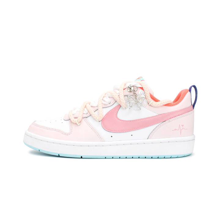 Nike Nike Court Borough Abrasion Resistant Lightweight Wear resistant And Lightweight Low top Skateboard Shoes GS Pink White