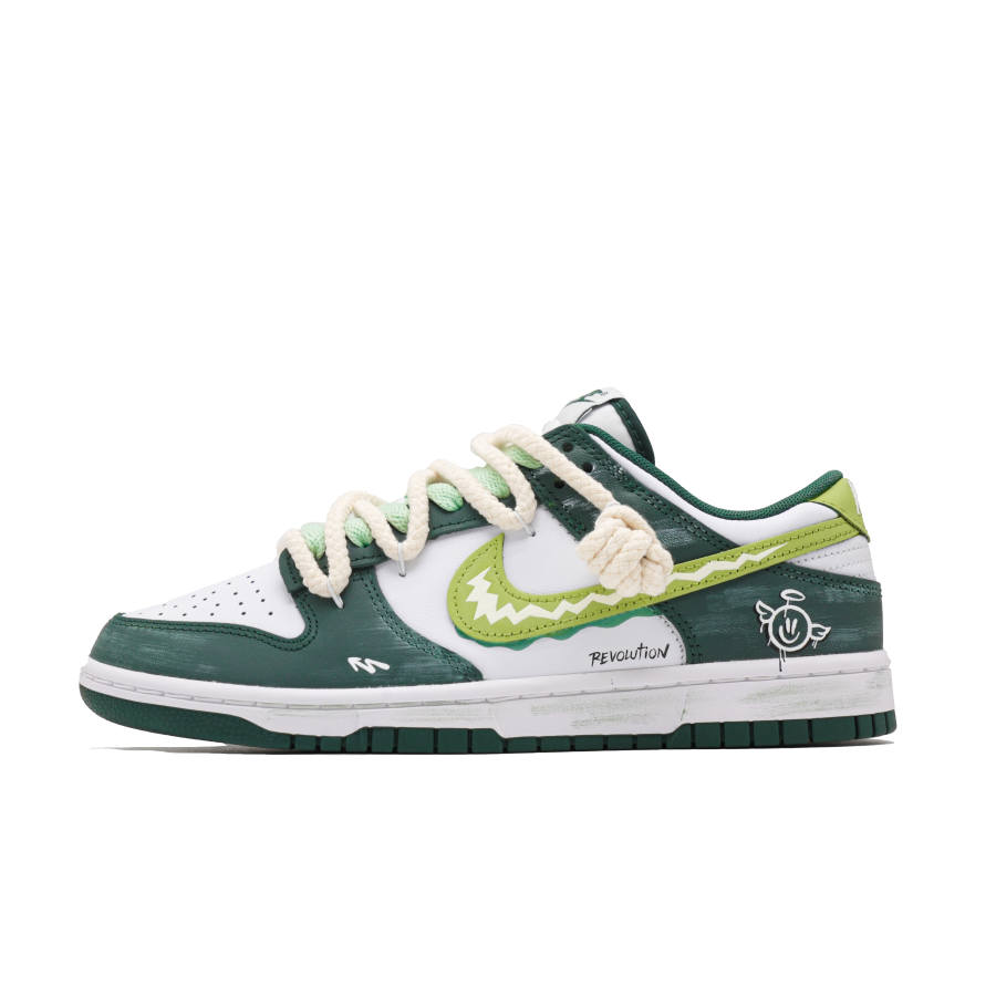 Nike Nike Dunk European King Cow Leather Abrasion Resistant Low top Skateboard Shoes Unisex White Green
