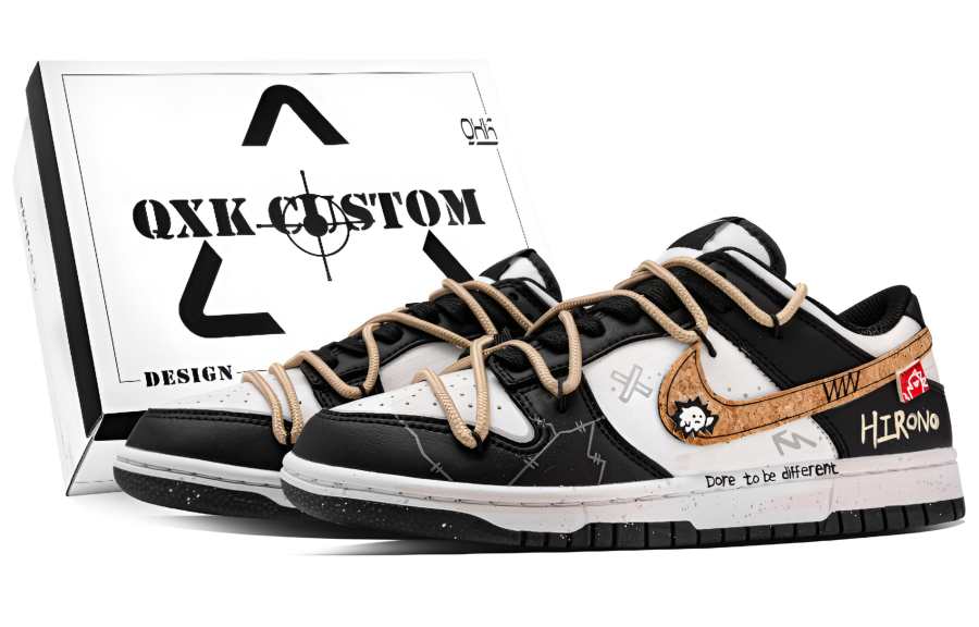 Nike Nike Dunk Reshaping, Box Leather Cushioning Abrasion Resistant Low top Skateboard Shoes Unisex White Black