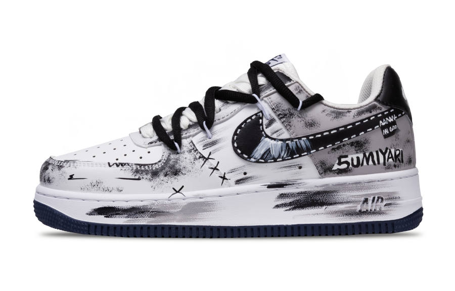 Nike Nike Air Force 1 Gray Wild Slip Resistant Low top Skateboard Shoes Men's White Gray