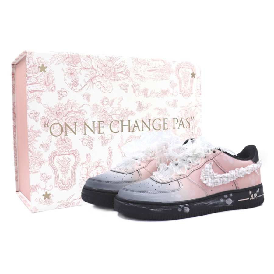 Nike Nike Air Force 1 Cherry Blossom Cat SX Abrasion Resistant Breathable Low top Skateboard Shoes Women's Black Pink