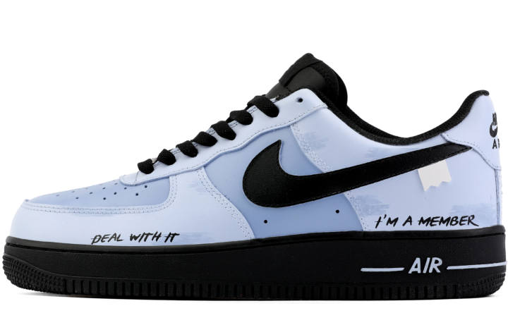 Nike Nike Air Force 1 Abrasion Resistant Height Increasing Low top Skateboard Shoes Unisex Blue Black