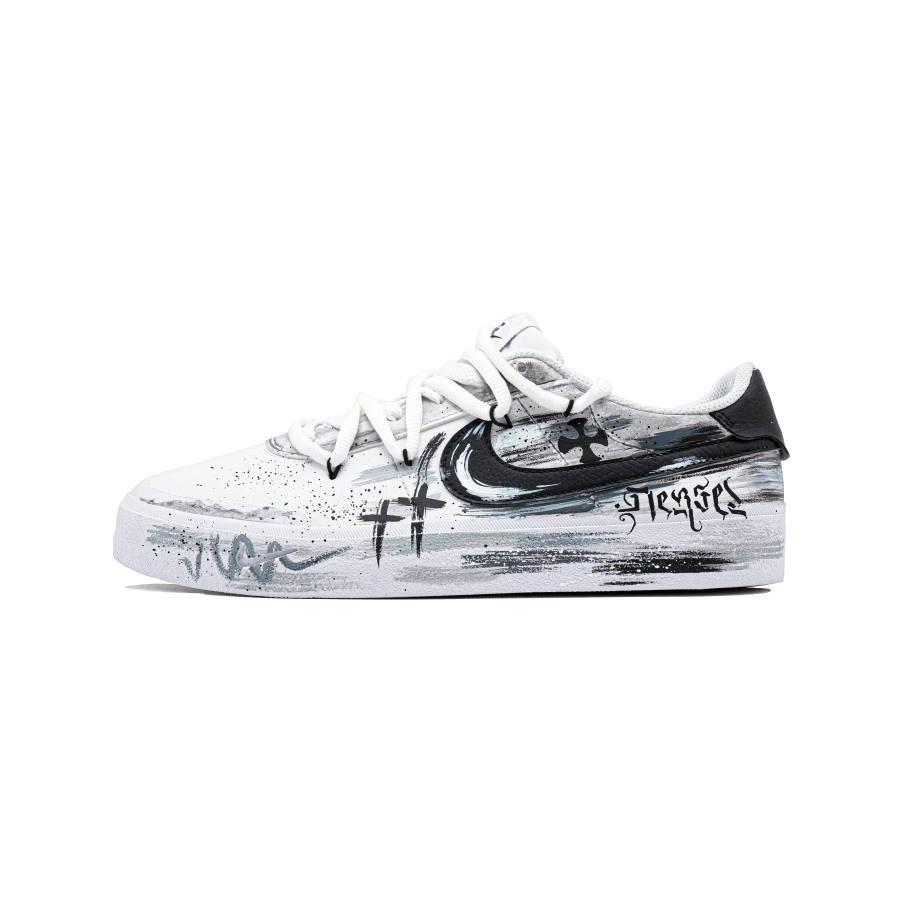 Nike Nike Court Shot Gothic Wasteland Abrasion Resistant Low top Skateboard Shoes Men's Black White Gray