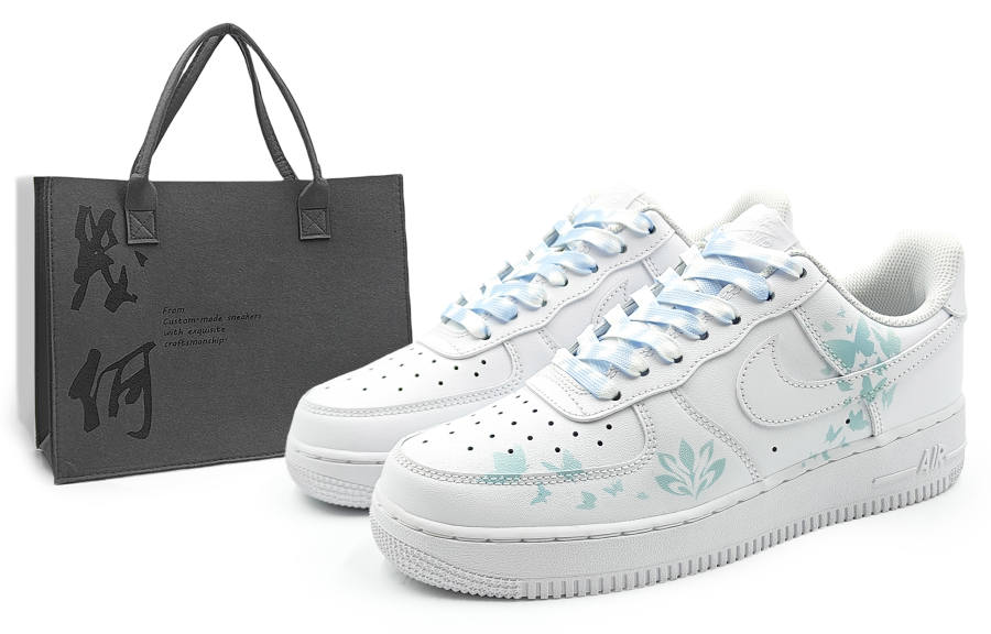 Nike Nike Air Force 1 Abrasion Resistant Low top Skateboard Shoes Men's Blue White
