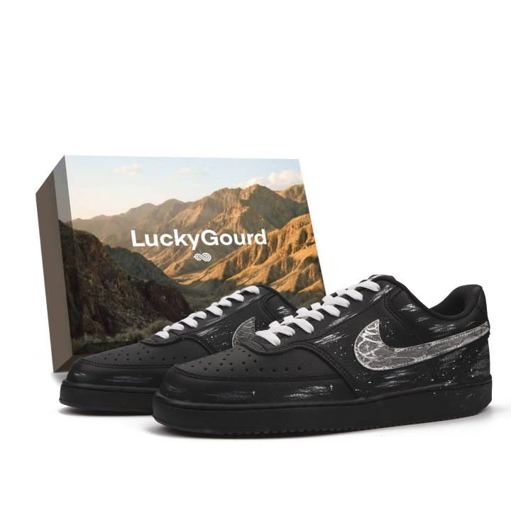Nike Nike Court Vision 1 Galaxy Seal Abrasion Resistant Low top Skateboard Shoes Unisex Black Silver