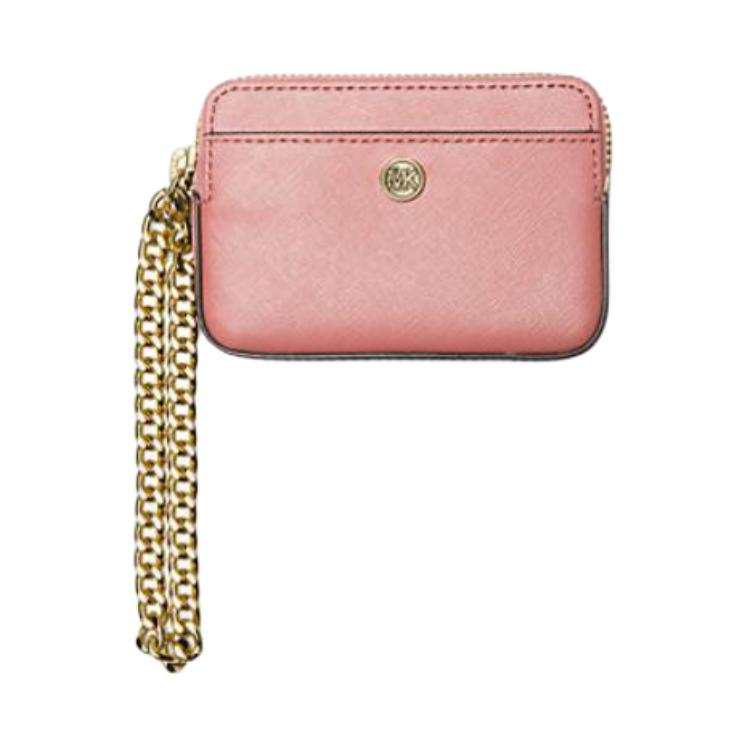 MICHAEL KORS Saffiano Leather Card Holder Medium Women's Pink