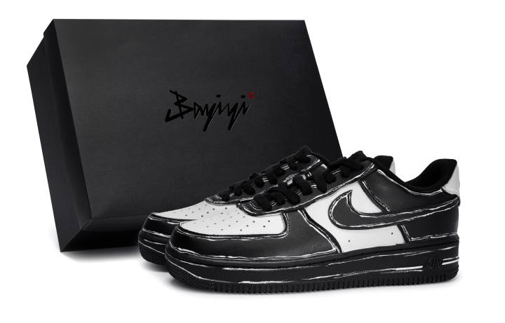 Nike Nike Air Force 1 07 Special Shoe Box Slip Resistant Abrasion Resistant Low top Skateboard Shoes Unisex Black White